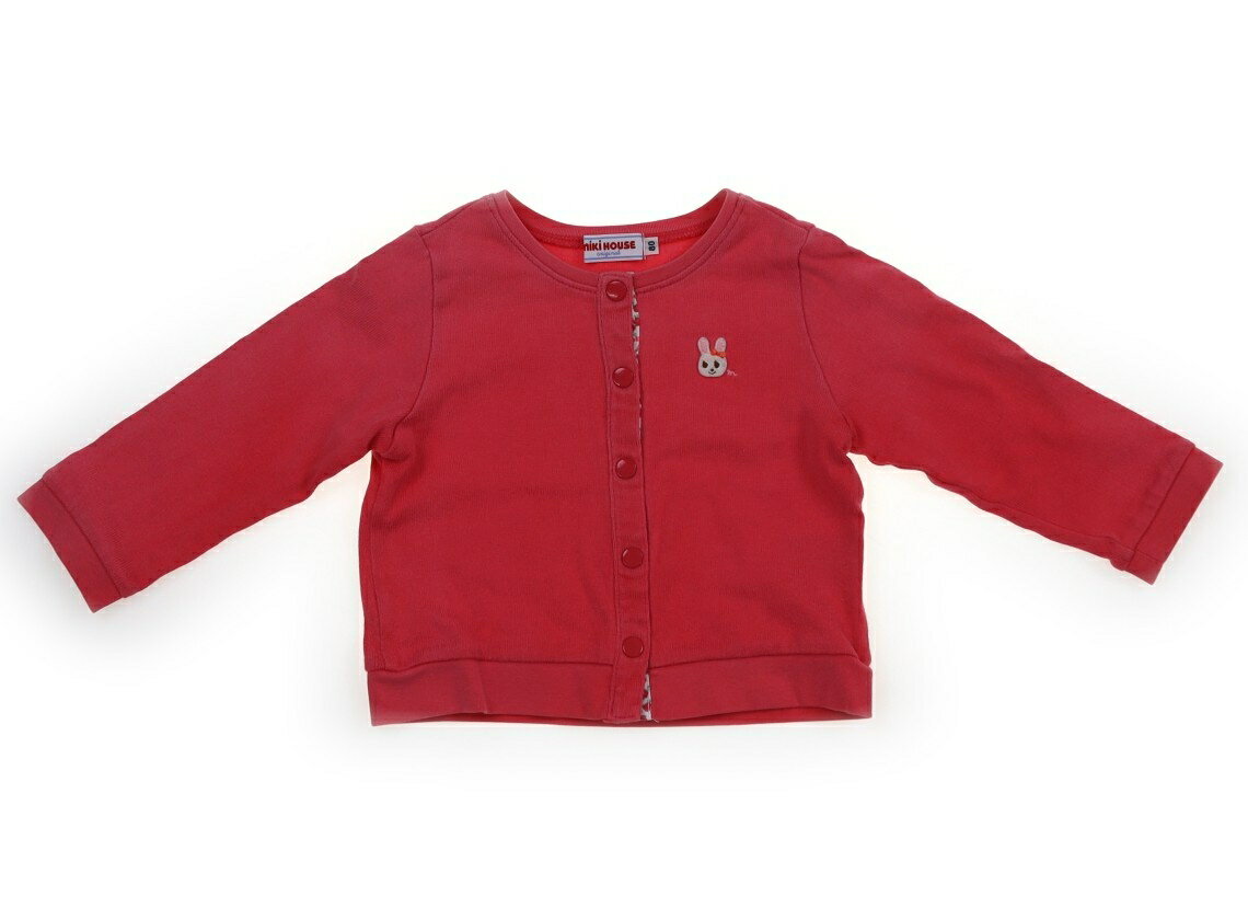 ミキハウス miki HOUSE カーディガン 80 女の子 ストロベリーレッド　ウサギ 子供服 ベビー服 キッズ アウトレット ユーズド 【中古】キッズ・ベビー・マタニティ