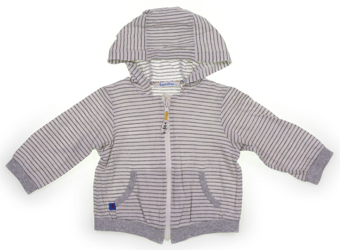 ファミリア familiar パーカー 80 男の子 白・グレー・ボーダー 子供服 ベビー服 キッズ アウトレット ユーズド 【中古】キッズ・ベビー・マタニティ