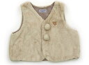 ミキハウス miki HOUSE ベビーベスト 70 女の子 ベージュ・ブラウンボーダー 子供服 ベビー服 キッズ アウトレット ユーズド 【中古】キッズ・ベビ...