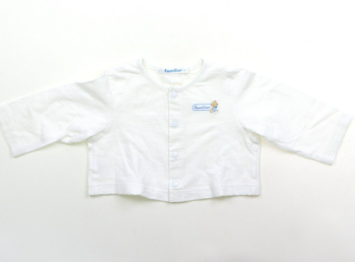 ファミリア familiar カーディガン 70 男の子 白、水色 子供服 ベビー服 キッズ アウトレット ユーズド..