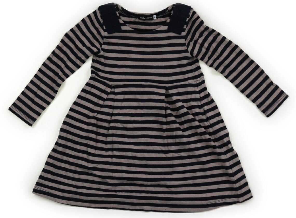 べべ BeBe ワンピース 110 女の子 ネイビーボーダー・ベージュ・リボン 子供服 ベビー服 キッズ アウトレット ユーズド 【中古】キッズ・ベビー・マタニティ