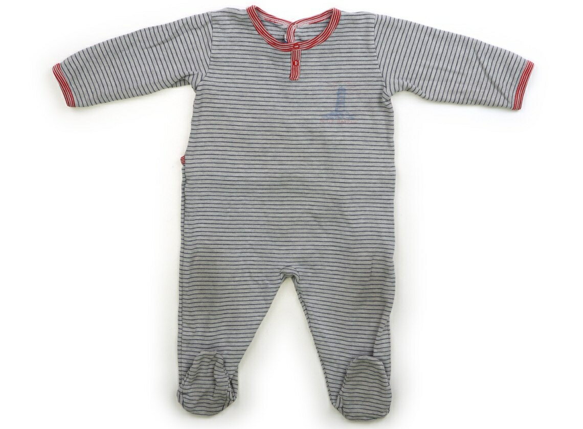 プチバトー PETIT BATEAU カバーオール 70 男の子 グレー・ピンク・プリント紺・ボーダー・赤 子供服 ベビー服 キッズ アウトレット ユーズド 【中古】キッズ・ベビー・マタニティ