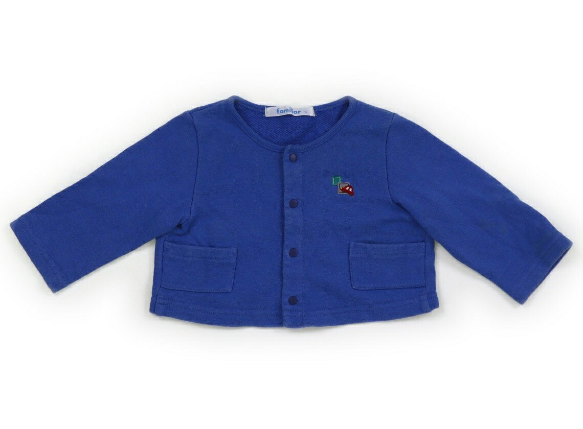 ファミリア familiar カーディガン 70 男の子 青　車柄 子供服 ベビー服 キッズ ア...