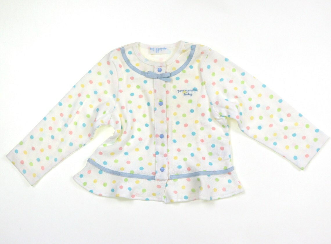 ポンポネット pom ponette カーディガン 95 女の子 白、水色、パステル、ドット 子供服 ベビー服 キッズ アウトレット ユーズド 【中古】キッズ・ベビー・マタニティ