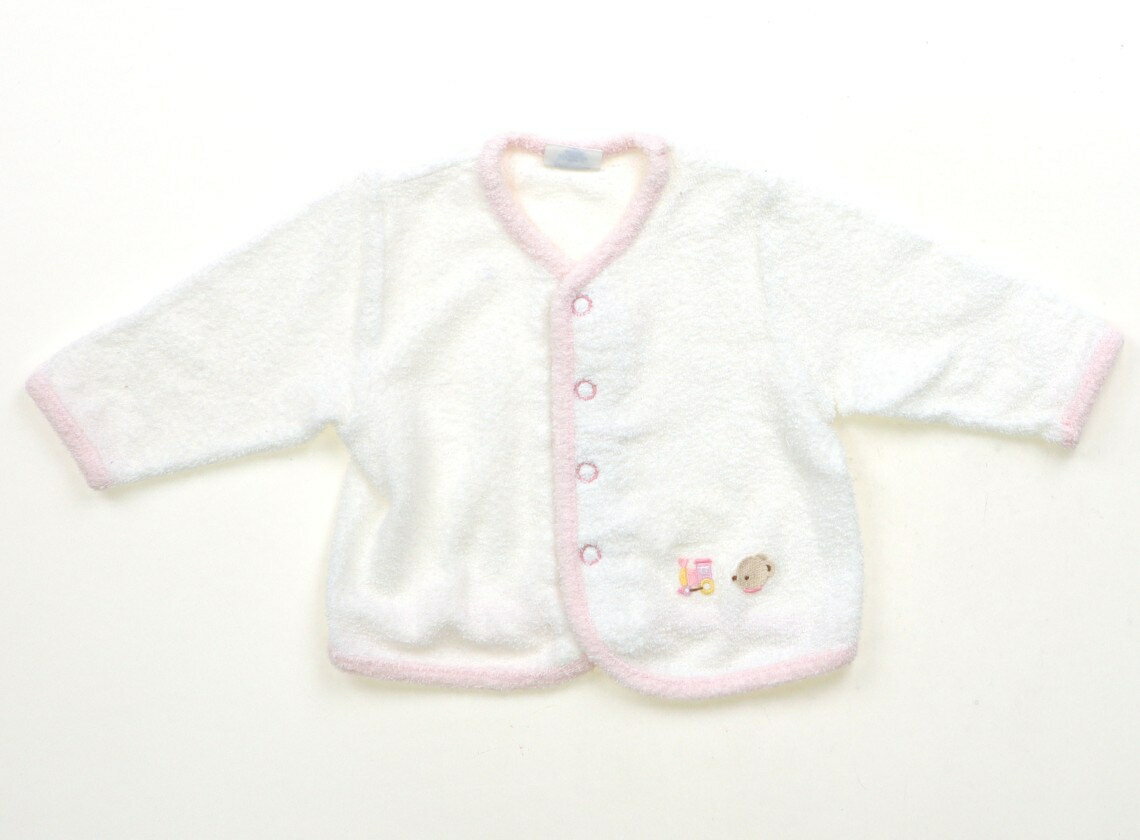 ファミリア familiar カーディガン 50 女の子 白　ピンク　動物柄 子供服 ベビー服 キッズ アウトレッ..