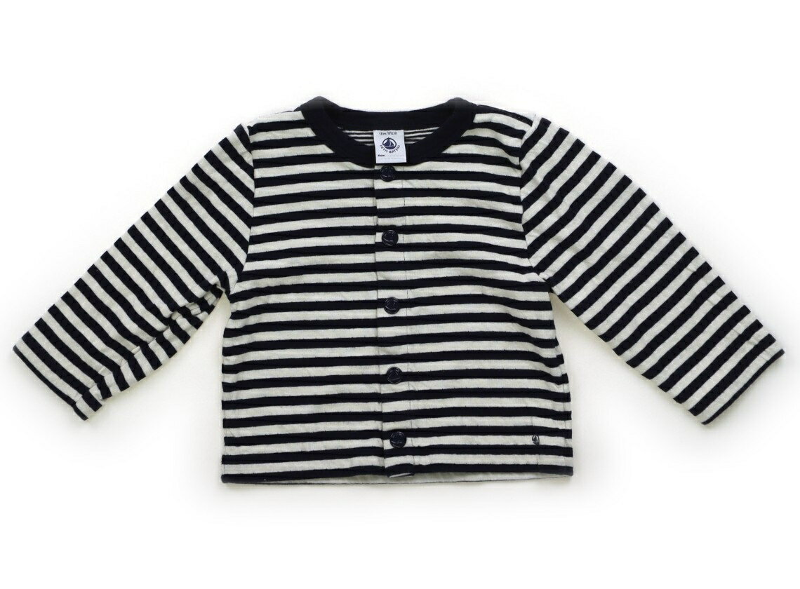 プチバトー PETIT BATEAU カーディガン 80 男の子 ネイビー・ホワイト・ボーダー 子供服 ベビー服 キッズ アウトレット ユーズド 【中古】キッズ・ベビー・マタニティ