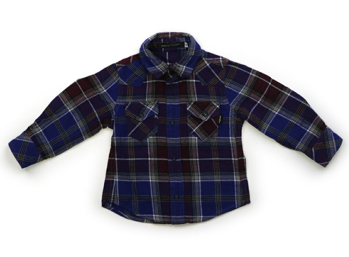 べべ BeBe シャツ・ブラウス 90 男の子 紫系チェック 子供服 ベビー服 キッズ アウトレット ユーズド 【中古】キッズ・ベビー・マタニティ