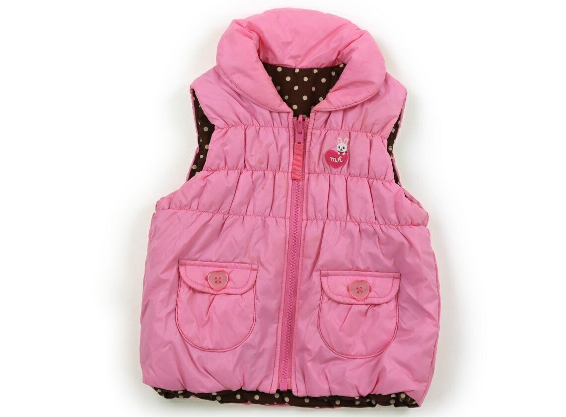 ミキハウス miki HOUSE ベビーベスト 80 女の子 ブラウンドット柄、ピンク 子供服 ベビー服 キッズ ア..