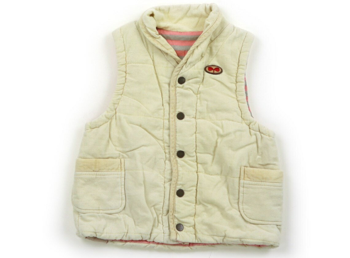 ラグマート Rag Mart ベスト 80 女の子 オフホワイト、ボーダー 子供服 ベビー服 キッズ アウトレット ..