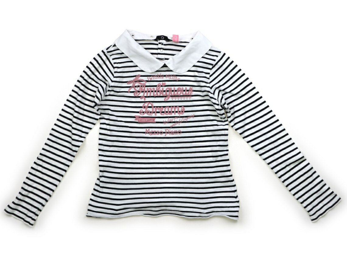 メゾピアノ mezzo piano Tシャツ・カットソー 160 女の子 モノクロ・ボーダー 子供服 ベビー服 キッズ アウトレット ユーズド 【中古】キッズ・ベビー・マタニティ