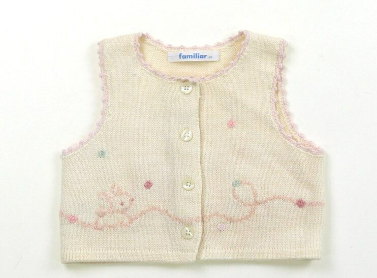ファミリア familiar ベビーベスト 60 女の子 アイボリー 子供服 ベビー服 キッズ アウトレット ユーズ..