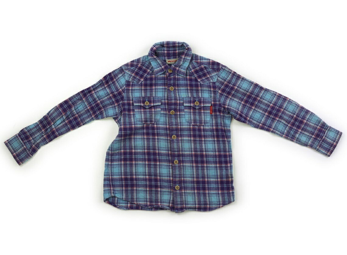 ミキハウス miki HOUSE シャツ・ブラウス 130 男の子 紫・水色・チェック 子供服 ベビー服 キッズ アウ..