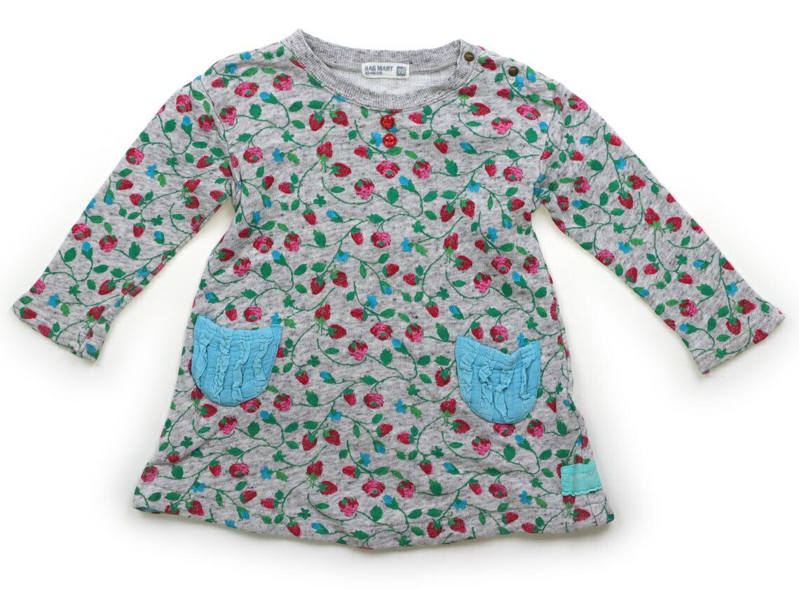 ラグマート Rag Mart ワンピース 90 女の子 グレー・いちご 子供服 ベビー服 キッズ アウトレット ユーズド 【中古】キッズ・ベビー・マタニティ