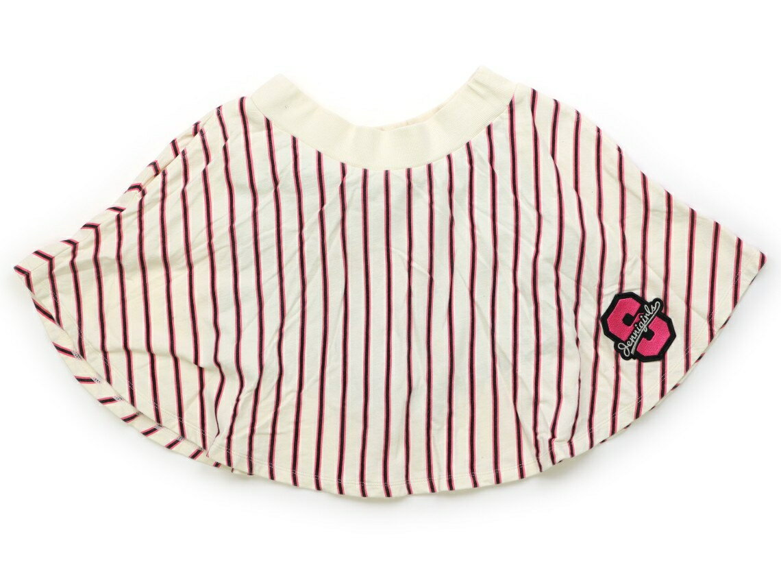 　ブランド 　JENNI(ジェニィ) 　カテゴリー 　スカート 　サイズ 　110サイズ 　色 　オフホワイト、ピンク、黒、ストライプ 　状態 　★★★ 　記名 　なし 　ジャンル 　Girl ウエストは総ゴム。品質タグの表示が薄くなって見えません。サイズ不明。総丈約37cm、ウエスト約27cm（×2、平置き実寸）。カットソー地のインナーパンツ一体型です。毛羽立ち見られます。 ＊【状態】【サイズ】に関しての詳しい説明はこちら