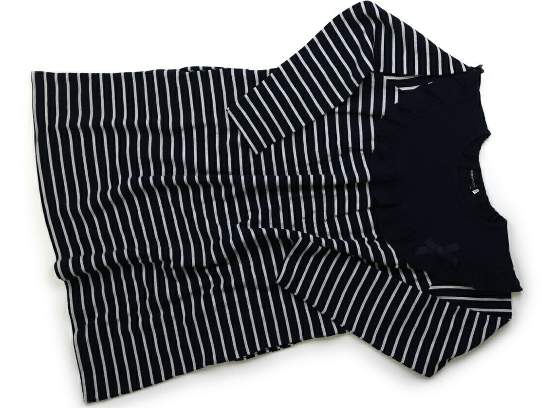 べべ BeBe ワンピース 150 女の子 ネイビー・ホワイト・ボーダー 子供服 ベビー服 キッズ アウトレット ユーズド 【中古】キッズ・ベビー・マタニティ