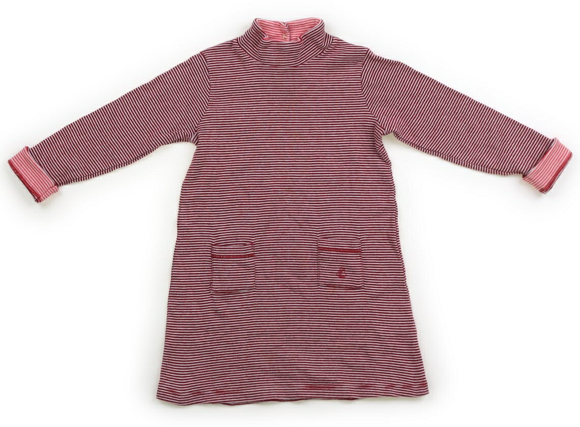 プチバトー PETIT BATEAU ワンピース 80 女の子 赤ボーダー 子供服 ベビー服 キッズ アウトレット ユーズド 【中古】キッズ・ベビー・マタニティ
