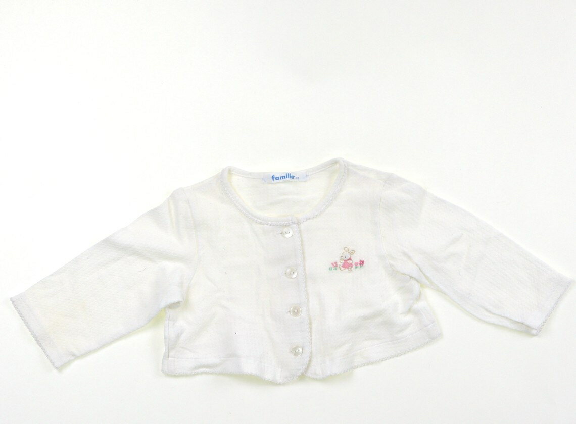 ファミリア familiar カーディガン 70 女の子 ホワイト 子供服 ベビー服 キッズ アウトレット ユーズド..