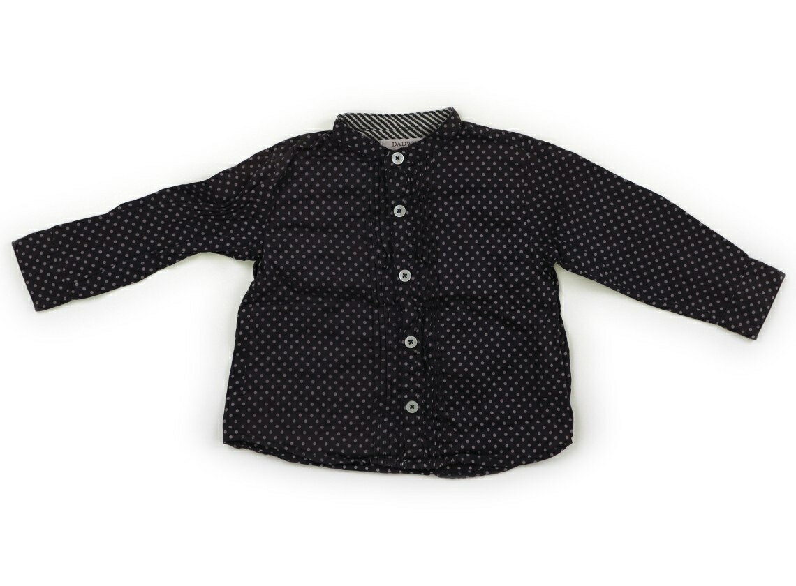 ダッドウェイ DADWAY シャツ・ブラウス 90 女の子 グレー×ピンクドット 子供服 ベビー服 キッズ アウト..