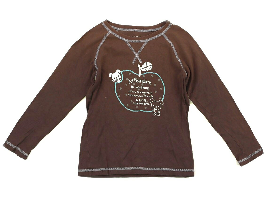 ポンポネット pom ponette Tシャツ・カットソー 140 女の子 ブラウン…