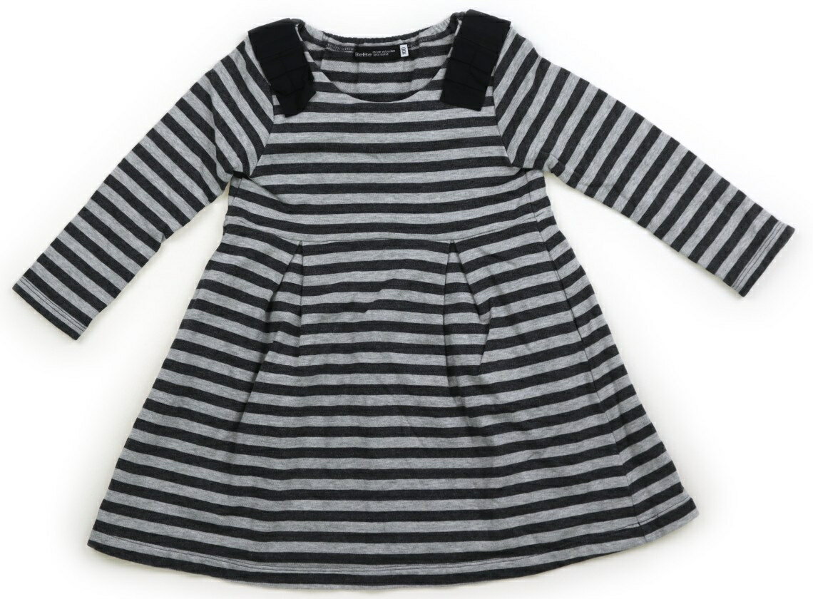 べべ BeBe ワンピース 100 女の子 ボーダー柄、グレー 子供服 ベビー服 キッズ アウトレット ユーズド 【中古】キッズ・ベビー・マタニティ