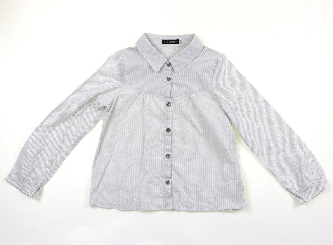 べべ BeBe シャツ・ブラウス 130 女の子 シルバーグレー・ストライプ 子供服 ベビー服 キッズ アウトレット ユーズド 【中古】キッズ・ベビー・マタニティ