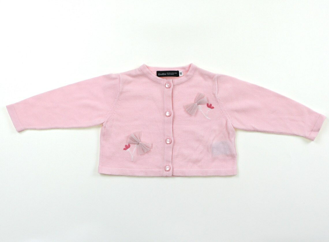べべ BeBe カーディガン 80 女の子 ピンク、リボン 子供服 ベビー服 キッズ アウトレット ユーズド 【中古】キッズ・ベビー・マタニティ