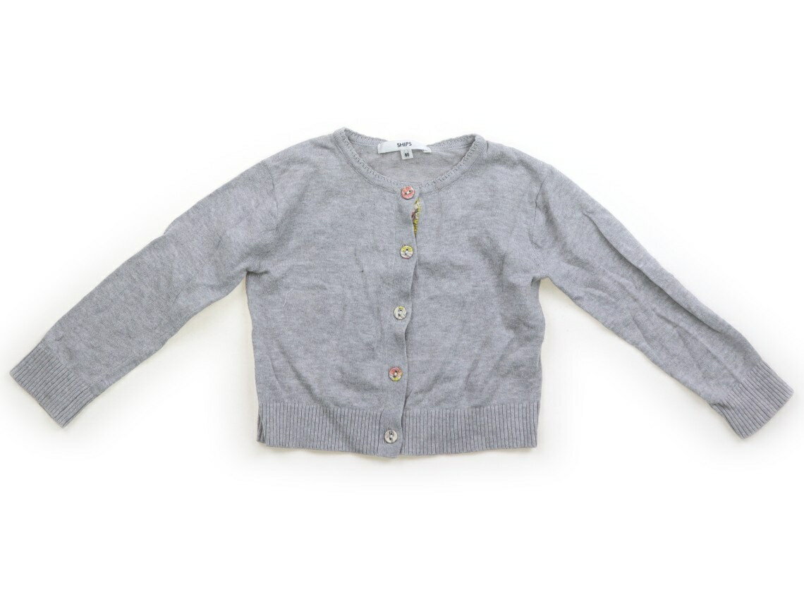シップス SHIPS カーディガン 80 女の子 グレー・花柄 子供服 ベビー服 キッズ アウトレット ユーズド ..