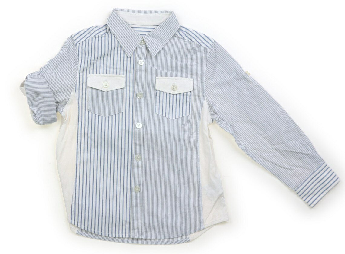 コムサフィユ COMME CA FILLE シャツ・ブラウス 110 男の子 ホワイト・ブルー・ストライプ 子供服 ベビー服 キッズ アウトレット ユーズド 【中古】キッズ・ベビー・マタニティ