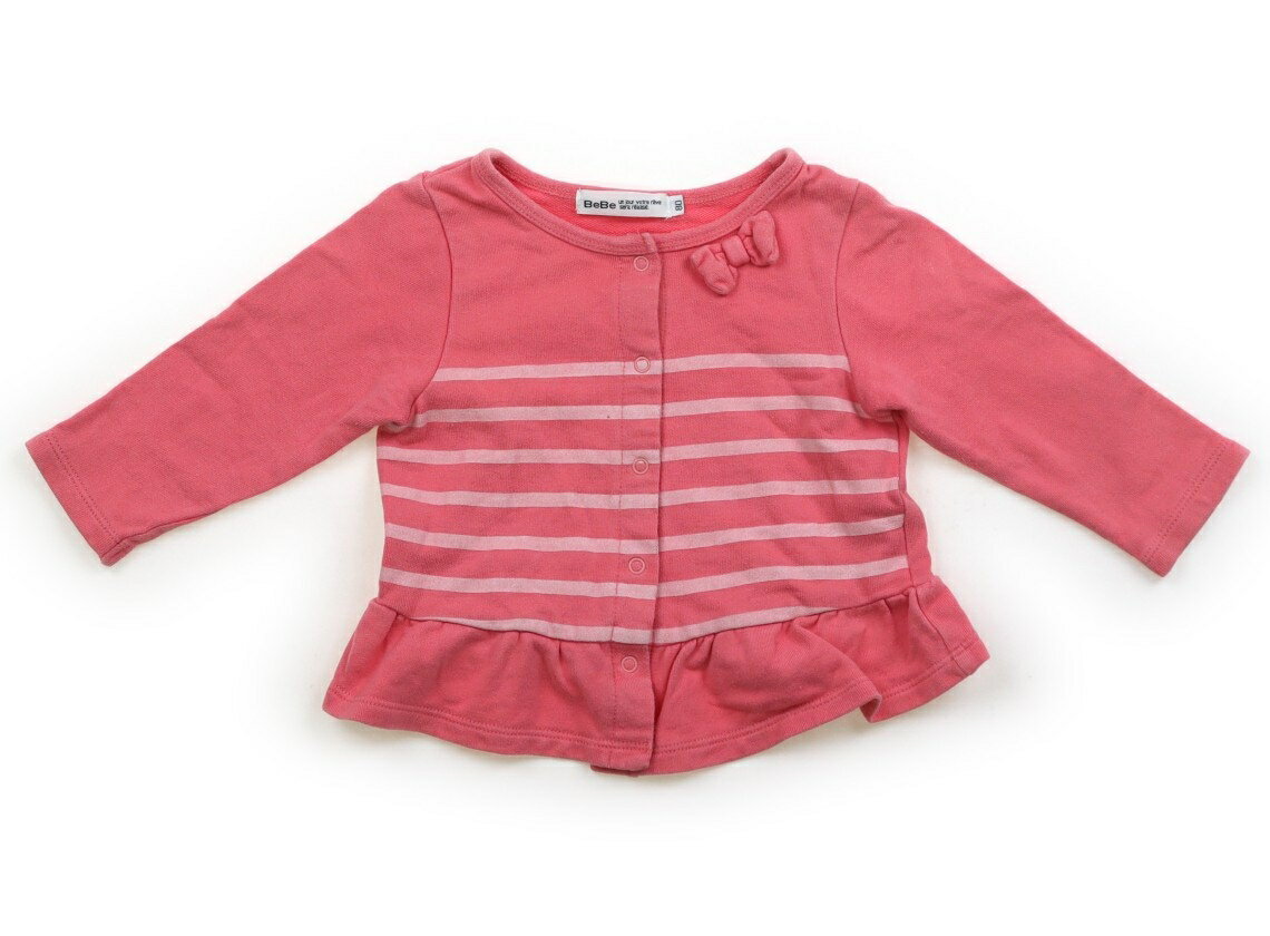 べべ BeBe カーディガン 80 女の子 ボーダー　ピンク 子供服 ベビー服 キッズ アウトレット ユーズド 【中古】キッズ・ベビー・マタニティ