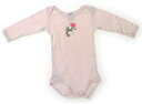 プチバトー PETIT BATEAU ロンパース 60 女の子 パウダーピンク・ウサギ柄 子供服 ベビー服 キッズ アウトレット ユーズド 【中古】キッズ・ベビ...