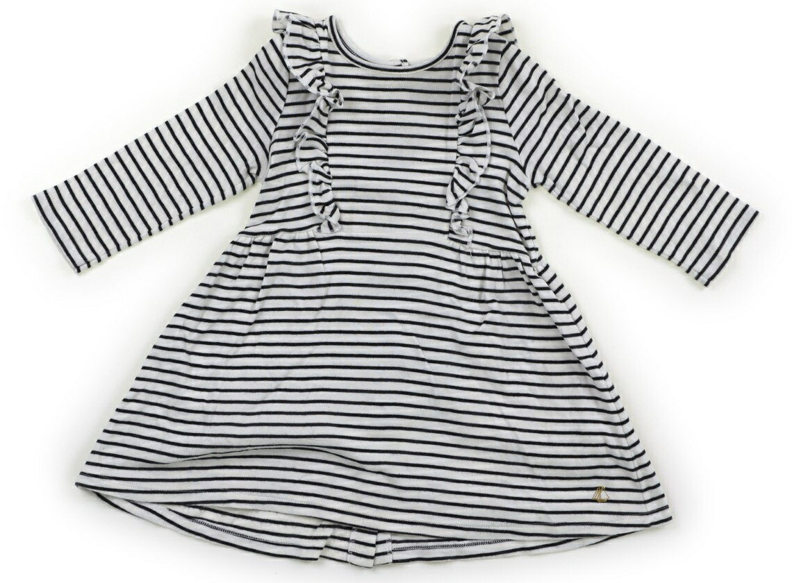 プチバトー PETIT BATEAU ワンピース 80 女の子 ボーダー、白黒 子供服 ベビー服 キッズ アウトレット ユーズド 【中古】キッズ・ベビー・マタニティ