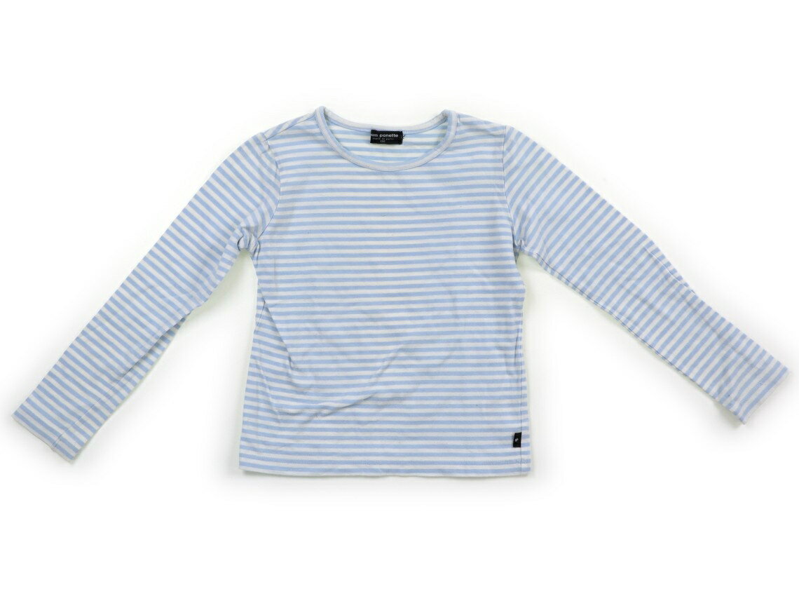 ポンポネット pom ponette Tシャツ・カットソー 130 女の子 水色・ボーダー 子供服 ベビー服 キッズ アウトレット ユーズド 【中古】キッズ・ベビー・マタニティ