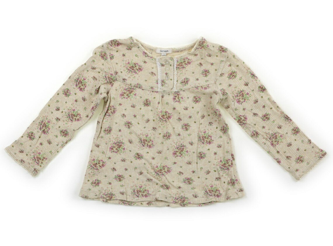 セラフ Seraph Tシャツ・カットソー 100 女の子 ベージュ・ピンク花柄 子供服 ベビー服 キッズ アウトレット ユーズド 【中古】キッズ・ベビー・マタニティ