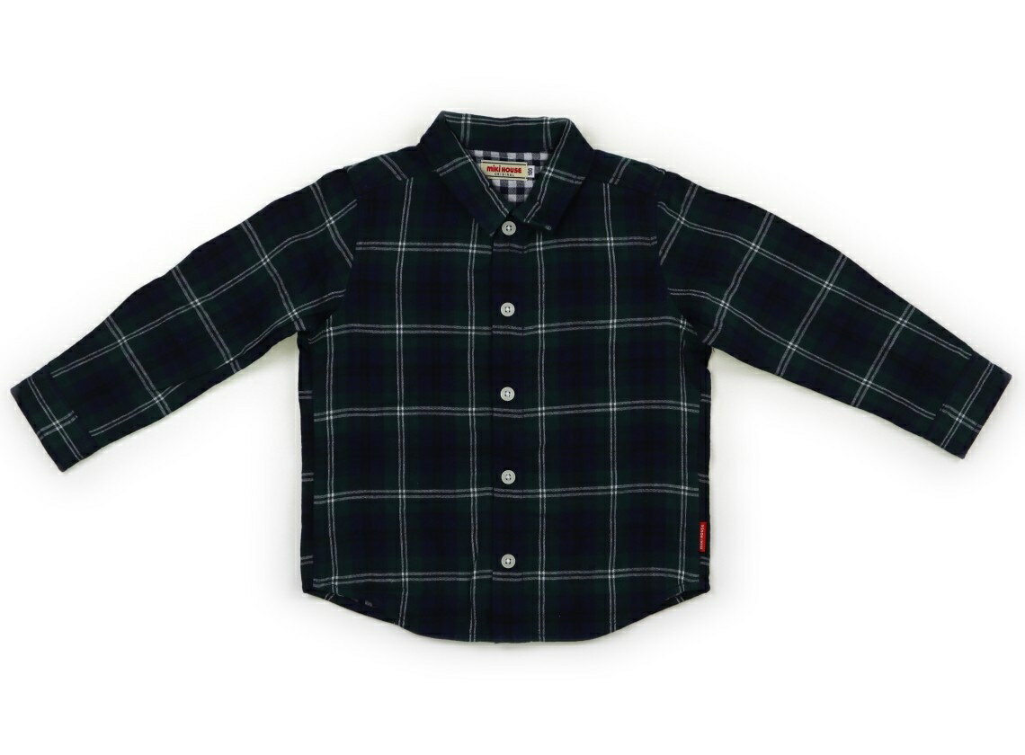 ミキハウス miki HOUSE シャツ・ブラウス 100 男の子 グリーン、ネイビー、白、チェック 子供服 ベビー..