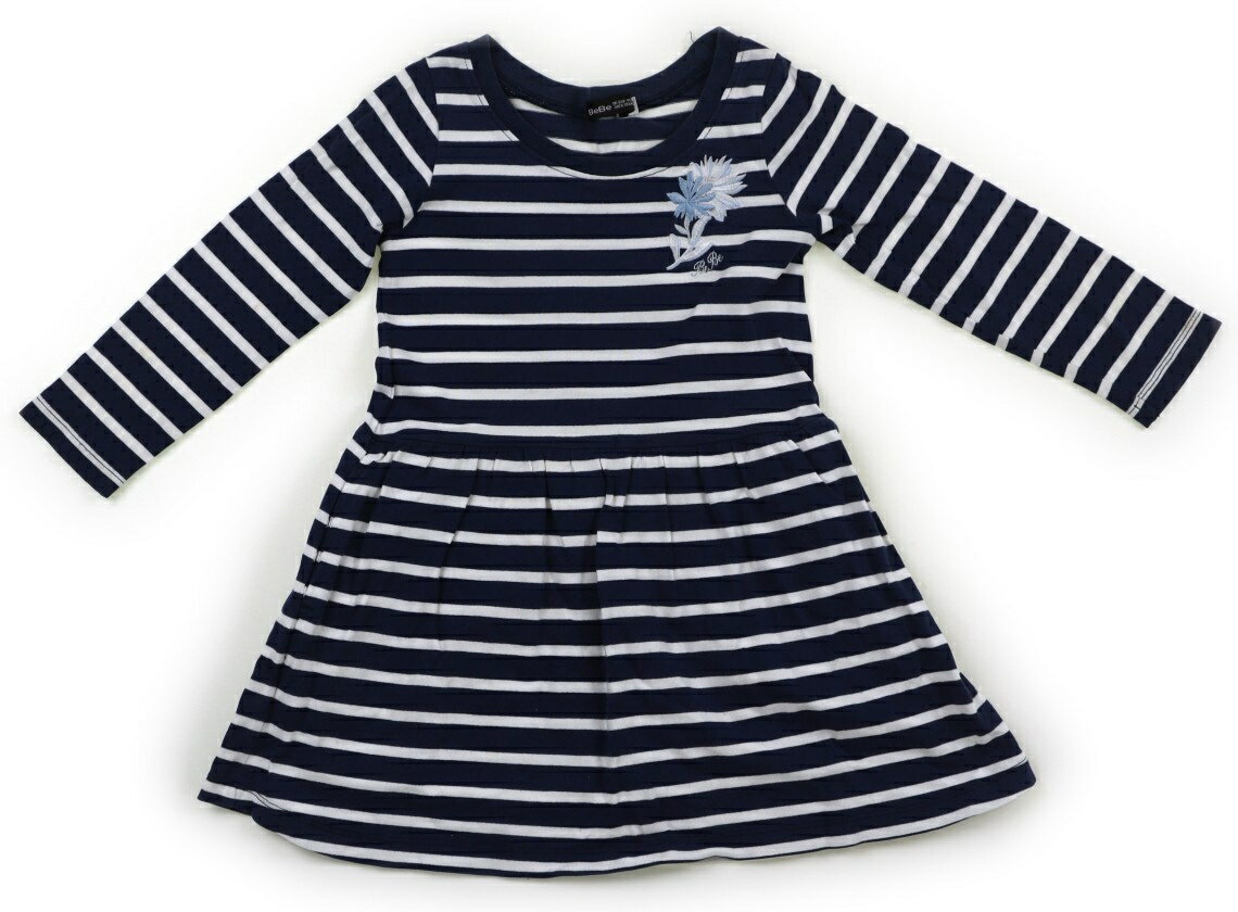 べべ BeBe ワンピース 100 女の子 ボーダー、白、ネイビー 子供服 ベビー服 キッズ アウトレット ユーズド 【中古】キッズ・ベビー・マタニティ
