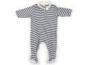 プチバトー PETIT BATEAU オールインワン 60 男の子 ダークネイビーボーダー・オフ白 子供服 ベビー服 キッズ アウトレット ユーズド 【中古】キッズ・ベビー・マタニティ