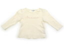 ジルスチュアート JILL STUART Tシャツ・カットソー 80 女の子 クリームイエロー、ラメピンク英文字 子供服 ベビー服 キッズ アウトレット ユーズド 【中古】キッズ・ベビー・マタニティ