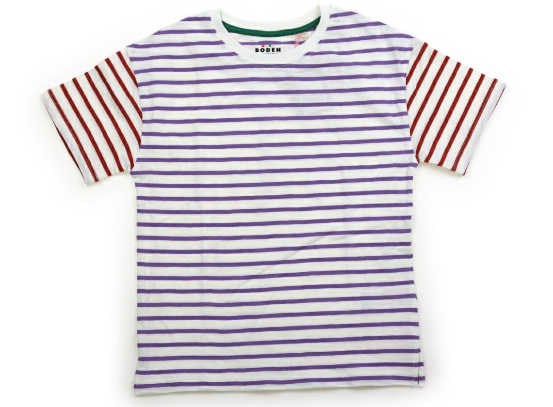 ボーデン Mini Boden Tシャツ・カットソー 120 女の子 ボーダー柄パープルブラウンホワイト 子供服 ベビー服 キッズ アウトレット ユーズド 【中古】キッズ・ベビー・マタニティ