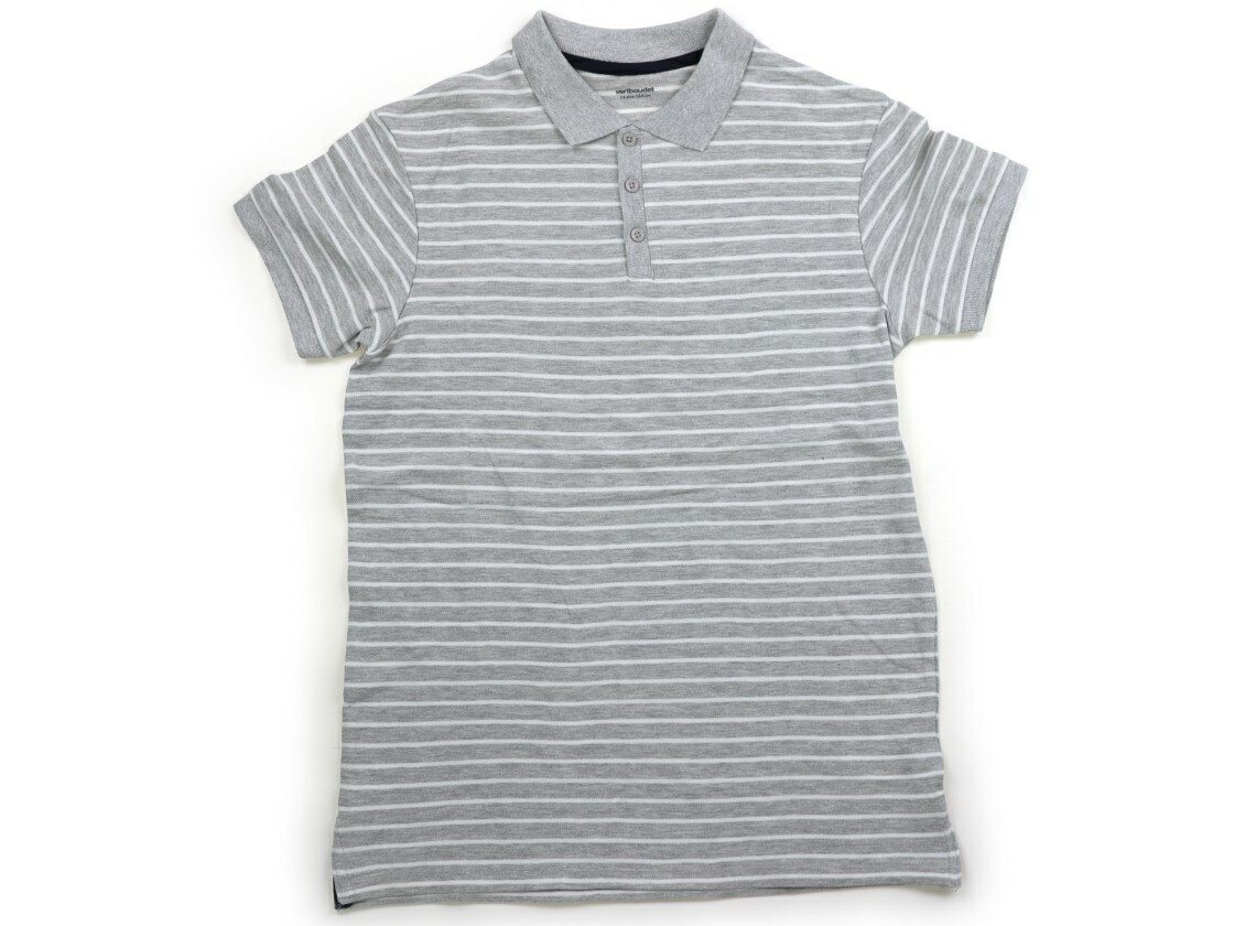 ヴェルボデ VERTBAUDET ポロシャツ 160 男の子 ボーダー柄グレーホワイト 子供服 ベビー服 キッズ アウ..