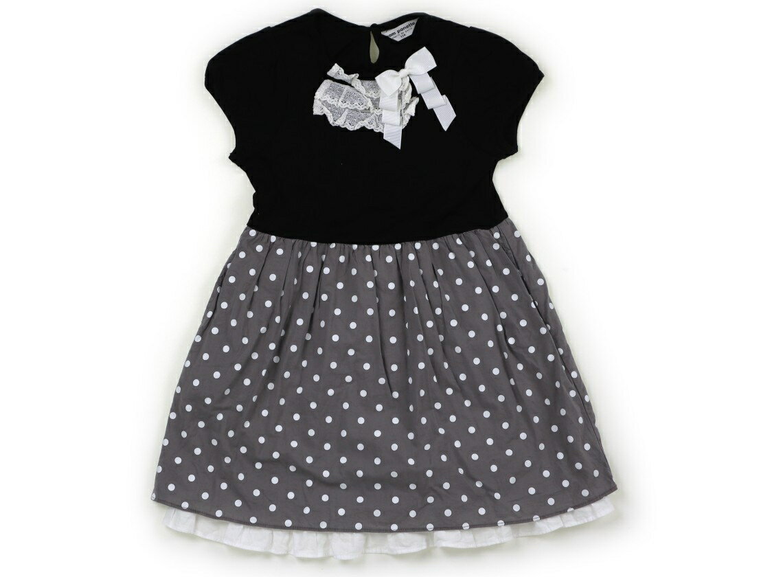 ポンポネット pom ponette ワンピース 110 女の子 ブラック・グレー・オフドット 子供服 ベビー服 キッズ アウトレット ユーズド 【中古】キッズ・ベビー・マタニティ