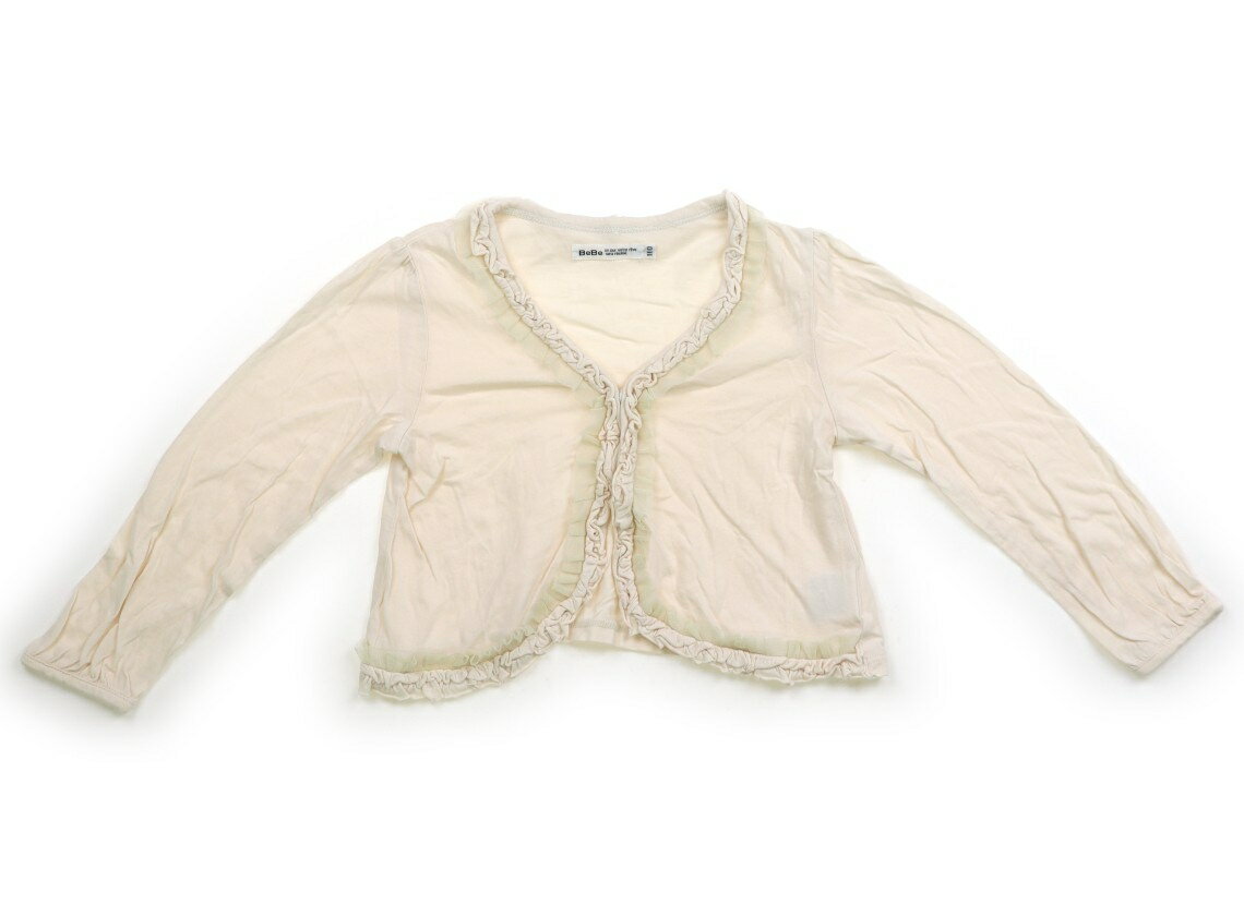 羊毛衫 - べべ BeBe カーディガン 110 女の子 ベージュ・フリル 子供服 ベビー服 キッズ アウトレット ユーズド 【中古】キッズ・ベビー・マタニティ
