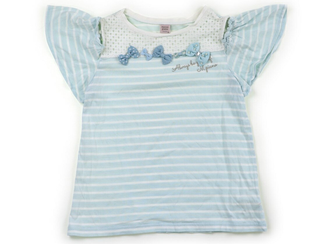 メゾピアノ mezzo piano Tシャツ・カットソー 150 女の子 ライトブルー・ボーダー 子供服 ベビー服 キッズ アウトレット ユーズド 【中古】キッズ・ベビー・マタニティ