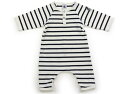 プチバトー PETIT BATEAU カバーオール 60 男の子 ボーダー柄ネイビーホワイト 子供服 ベビー服 キッズ アウトレット ユーズド 【中古】キッズ・...