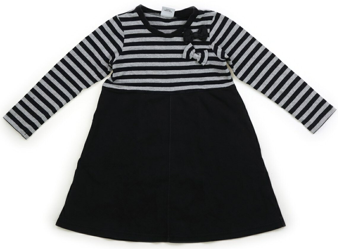 ネクスト NEXT ワンピース 110 女の子 黒　グレー　ボーダー 子供服 ベビー服 キッズ アウトレット ユーズド 【中古】キッズ・ベビー・マタニティ
