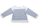 プティマイン petit main Tシャツ・カットソー 120 女の子 白・ブルー・ボーダー 子供服 ベビー服 キッズ アウトレット ユーズド 【中古】キッズ...