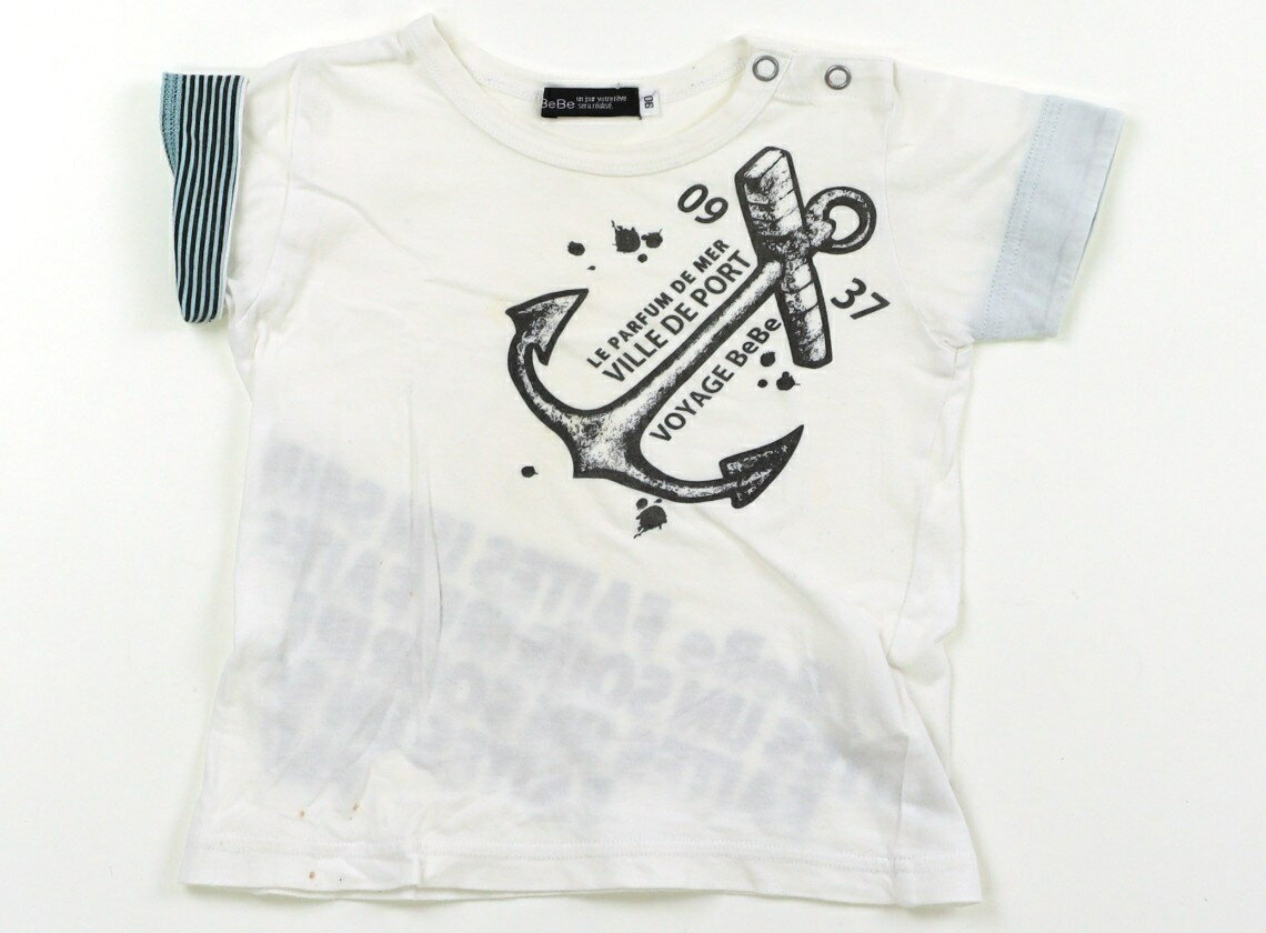 べべ BeBe Tシャツ・カットソー 90 男の子 白、イカリ、青黒ボーダー 子供服 ベビー服 キッズ アウトレット ユーズド 【中古】キッズ・ベビー・マタニティ