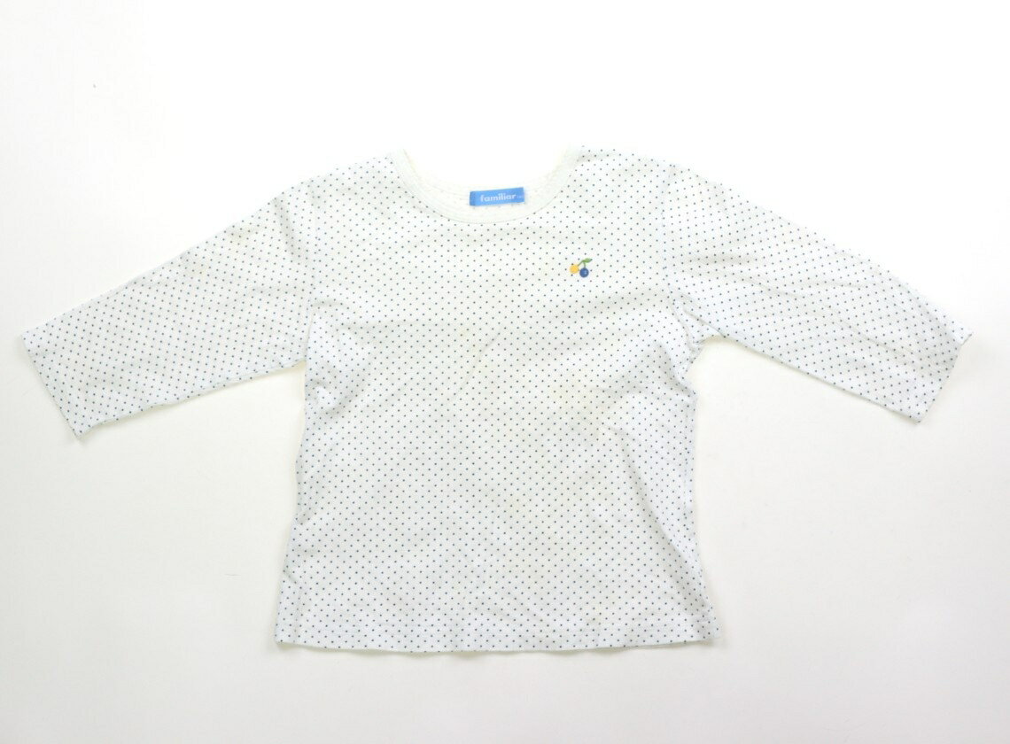 ファミリア familiar Tシャツ・カットソー 130 女の子 ホワイト×ブルードット 子供服 ベビー服 キッズ アウトレット ユーズド 【中古】キッズ・ベビー・マタニティ