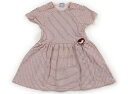 プチバトー PETIT BATEAU ワンピース 80 女の子 ストライプボーダー柄ブラウン薄ピンク 子供服 ベビー服 キッズ アウトレット ユーズド 【中古】キッズ・ベビー・マタニティ(4)