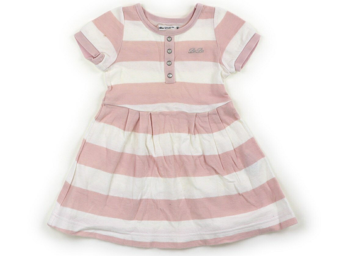 べべ BeBe ワンピース 90 女の子 ピンク・白・ボーダー 子供服 ベビー服 キッズ アウトレット ユーズド 【中古】キッズ・ベビー・マタニティ
