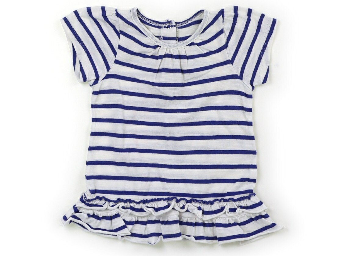 プチバトー PETIT BATEAU Tシャツ・カットソー 60 女の子 白、ブルーボーダー、フリル 子供服 ベビー服 キッズ アウトレット ユーズド 【中古】キッズ・ベビー・マタニティ